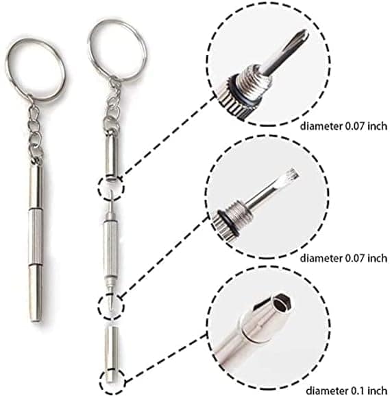 4 Pc's Compact Pocket Mini DIY Screwdriver Kit with Keychain for Eyeglass, Sunglass, Watch, Jewellery, Electronics, Toy Repair Kit Kids/Adults (Pack of 4) view 3