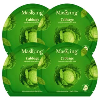 Superfood Cabbage facial sheet mask for glowing Skin and Hydrating, Pack of 4