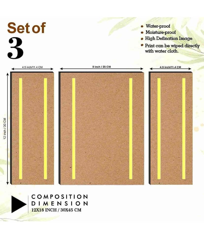 SNDArt Set Of 3 Modern Art Deer Wall Paintings For Home Decor Gift Items 12 x 18 inch view 2