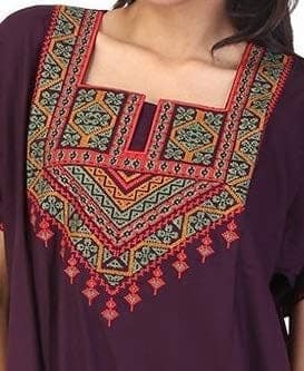 VALENCIA SLEEPWEAR Cotton LizzyBizzy Embroidery Nighty Nightwear Maxi Nightgown Plain Wine view 2