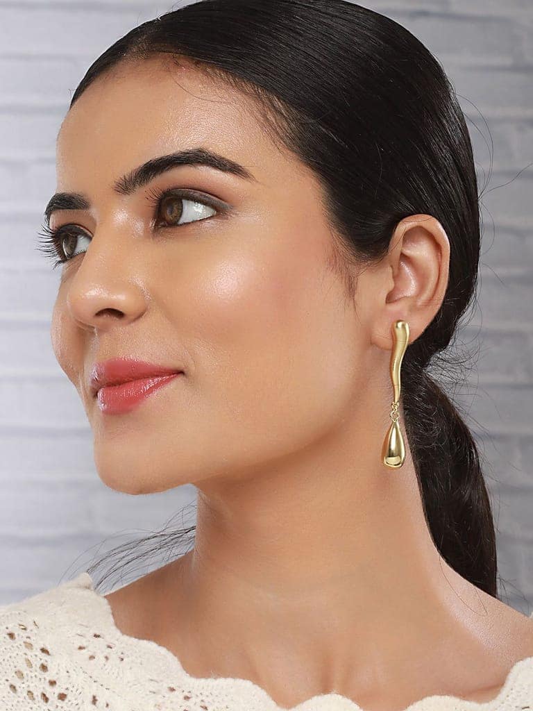 Anti-Tarnish 18k Gold Plated Elegant Water Drop Minimalist Drop Earrings view 3