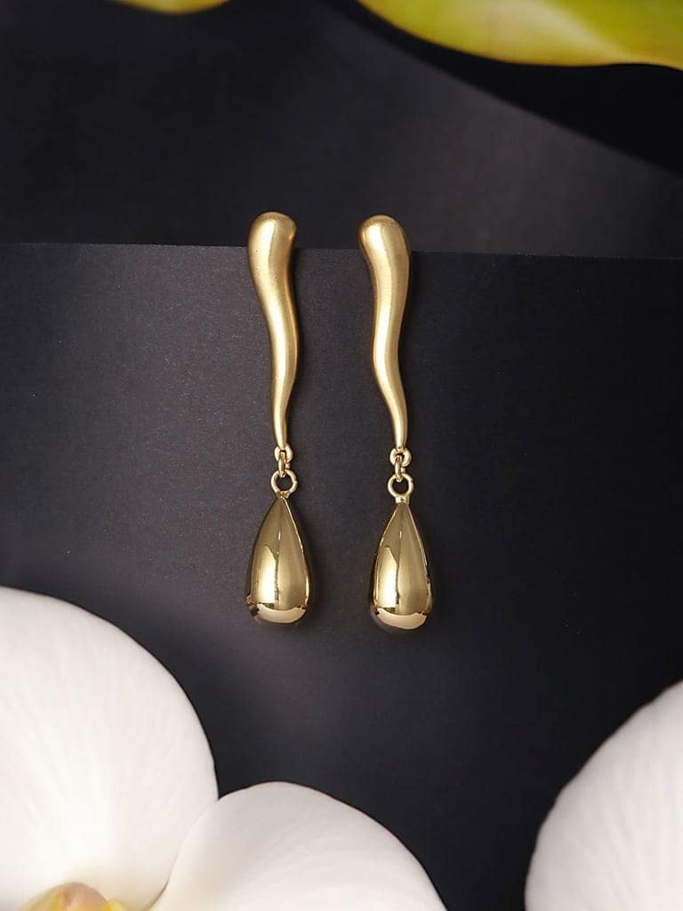 Anti-Tarnish 18k Gold Plated Elegant Water Drop Minimalist Drop Earrings view 8
