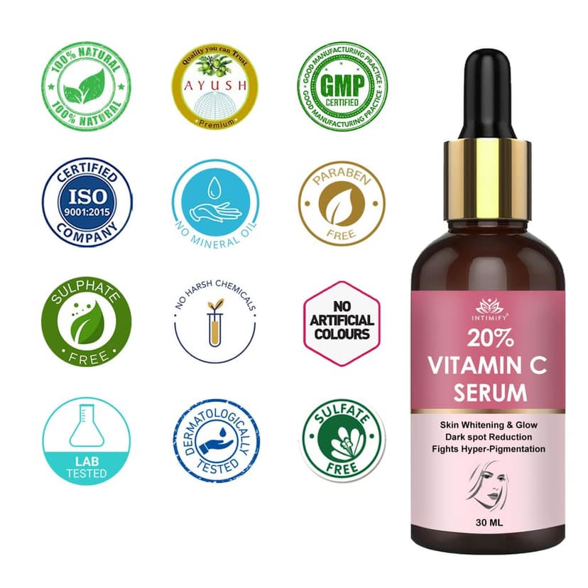 Intimify 20% Vitamin C Serum, vitamin c serum, anti acne serum, face serum, skin brightening serum, 30 ml view 6