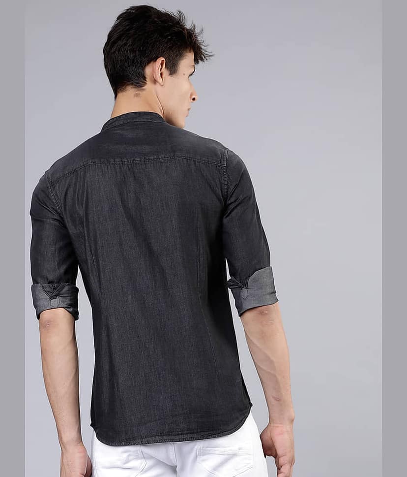 Highlander 100% Cotton Slim Fit Solids Full Sleeves Men's Casual Shirt - Black ( Pack of 1 ) view 3