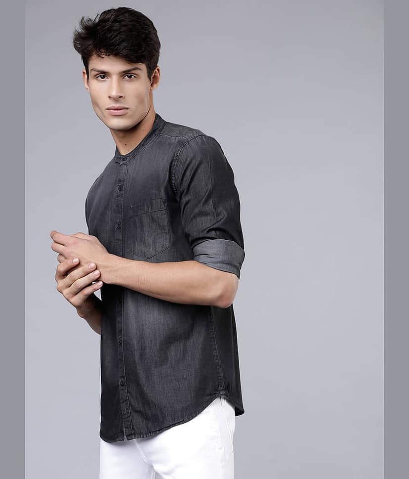 Highlander 100% Cotton Slim Fit Solids Full Sleeves Men's Casual Shirt - Black ( Pack of 1 ) view 4