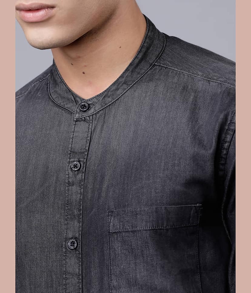 Highlander 100% Cotton Slim Fit Solids Full Sleeves Men's Casual Shirt - Black ( Pack of 1 ) view 5