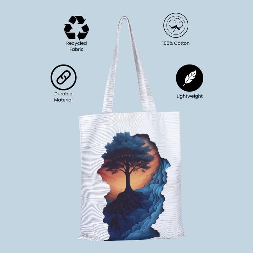 WOTM Recycled Cotton Canvas Tote Bag for Women | College Tote Bag | Canvas Bag for Girls | Foldable Travel & Shopping Tote | Eco-Friendly Cotton Canvas Bag view 3