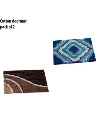 Aazeem Antiskid Cotton Door Mat ( 60 X 40 cm ) Set of 2 Aqua
