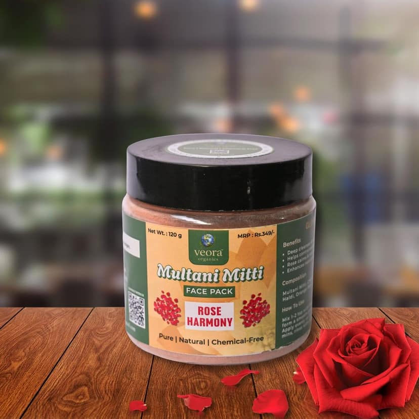 Veora Organics Aloe Vera Rose Gel & Rose Harmony Multani Mitti Face Pack Combo | Hydrating Aloe Vera Gel with Deep Cleansing Face Mask | Skin Brightening, Oil Control & Moisturizing | Natural Chemical-Free Skincare | 200g + 120g view 4