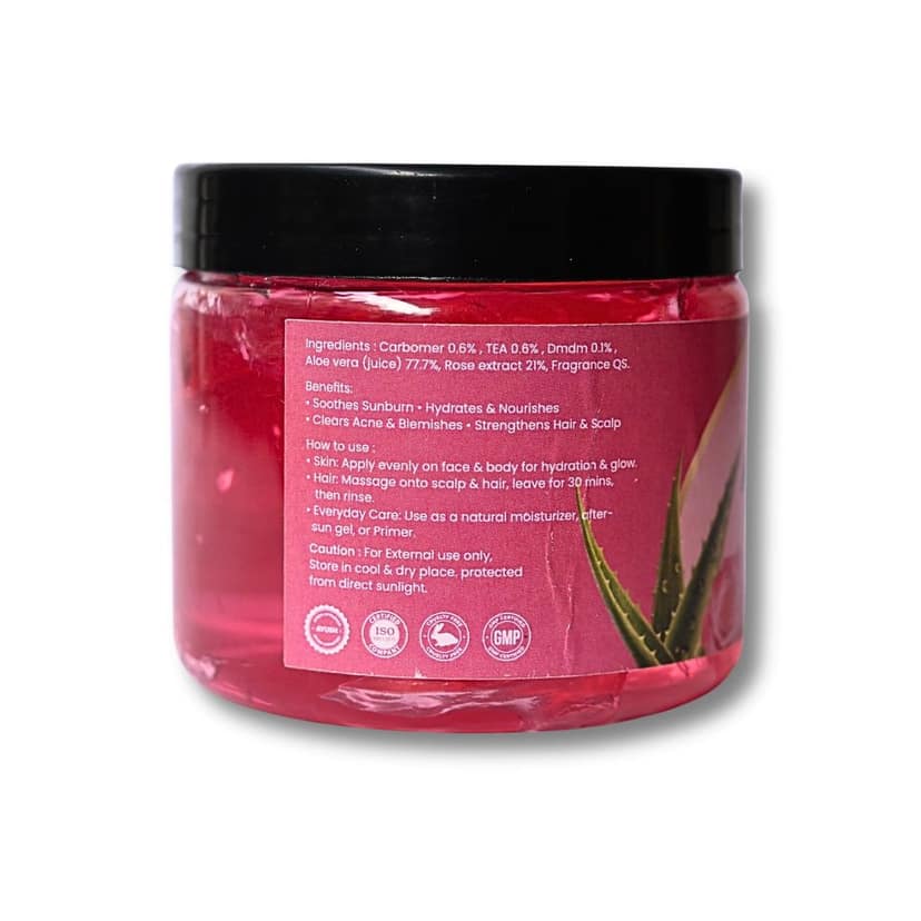 Veora Organics Aloe Vera Rose Gel & Rose Harmony Multani Mitti Face Pack Combo | Hydrating Aloe Vera Gel with Deep Cleansing Face Mask | Skin Brightening, Oil Control & Moisturizing | Natural Chemical-Free Skincare | 200g + 120g view 8