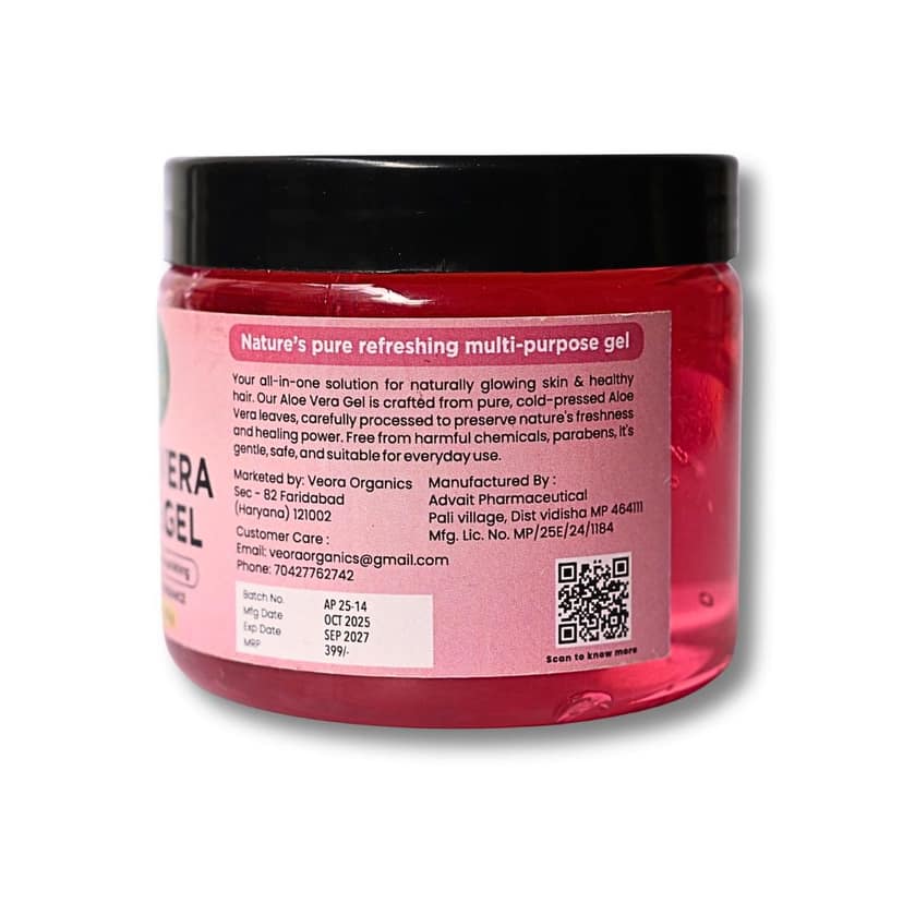Veora Organics Aloe Vera Rose Gel & Rose Harmony Multani Mitti Face Pack Combo | Hydrating Aloe Vera Gel with Deep Cleansing Face Mask | Skin Brightening, Oil Control & Moisturizing | Natural Chemical-Free Skincare | 200g + 120g view 9