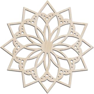 Haoser Mandala Wooden Wall Art, Traditional Star Ornament Polygonal Details, Birch Wood Plywood Rustic Wall Art Accent for Hallway Bedroom Living Room Cafes and Offices (Mandala Design-6_30CM)