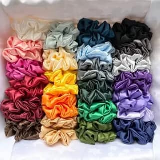 Elecsera Shiny Silk Hair Scrunchies Set of 12 Rubber Band (Multicolor)