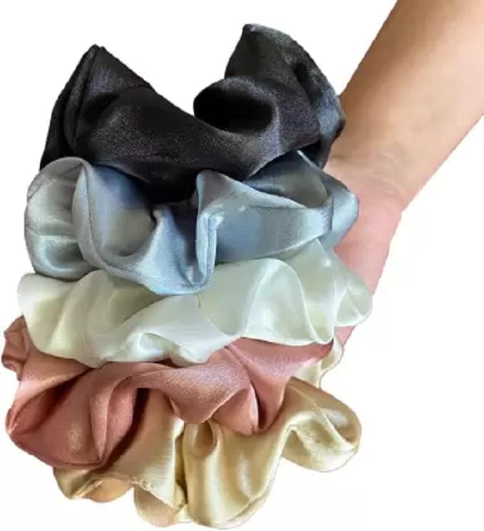 Elecsera Shiny Silk Hair Scrunchies Set of 12 Rubber Band (Multicolor) view 4