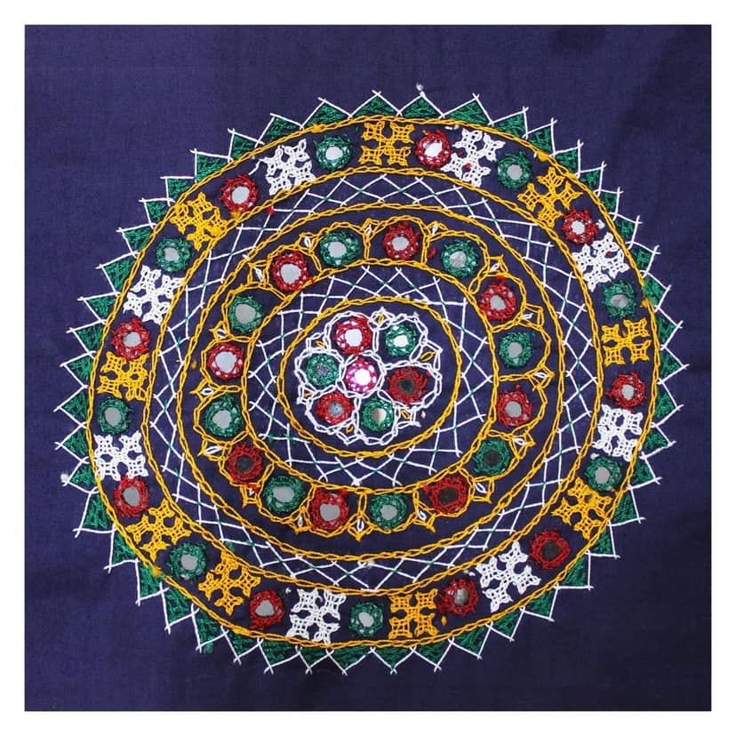 Garvi Gurjari (A Gujarat Govt Enterprise) Cotton Multicolor Hand Embroidered Patch with Mirror Work(GGCMEP64)