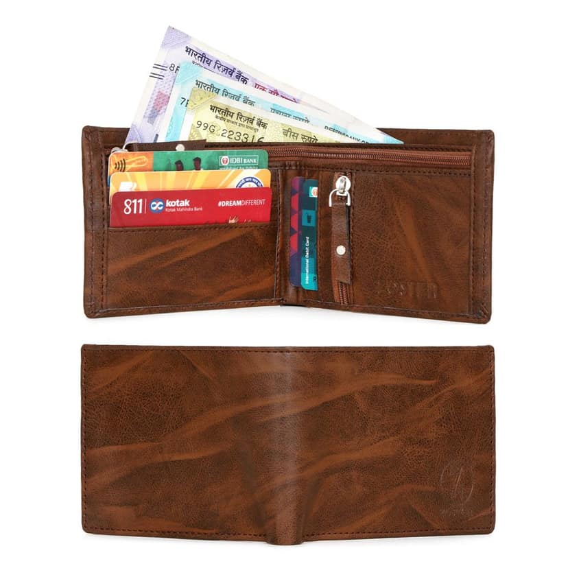 ZOSTER Brown Vegan Leather Wallet for Men & Women - Stylish and Sustainable Wallet view 3