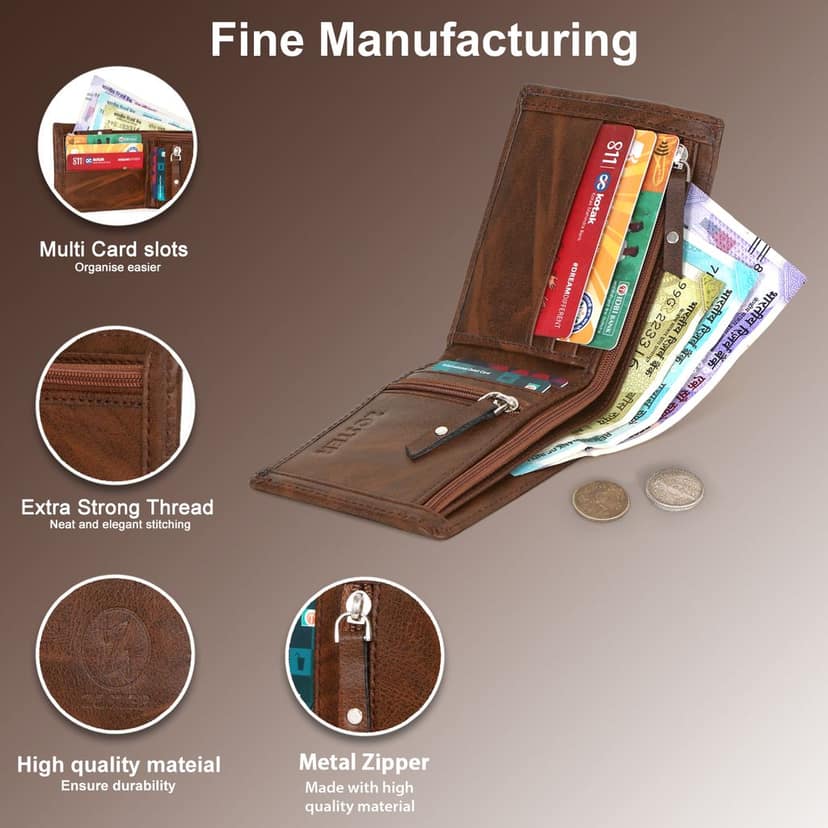 ZOSTER Brown Vegan Leather Wallet for Men & Women - Stylish and Sustainable Wallet view 5