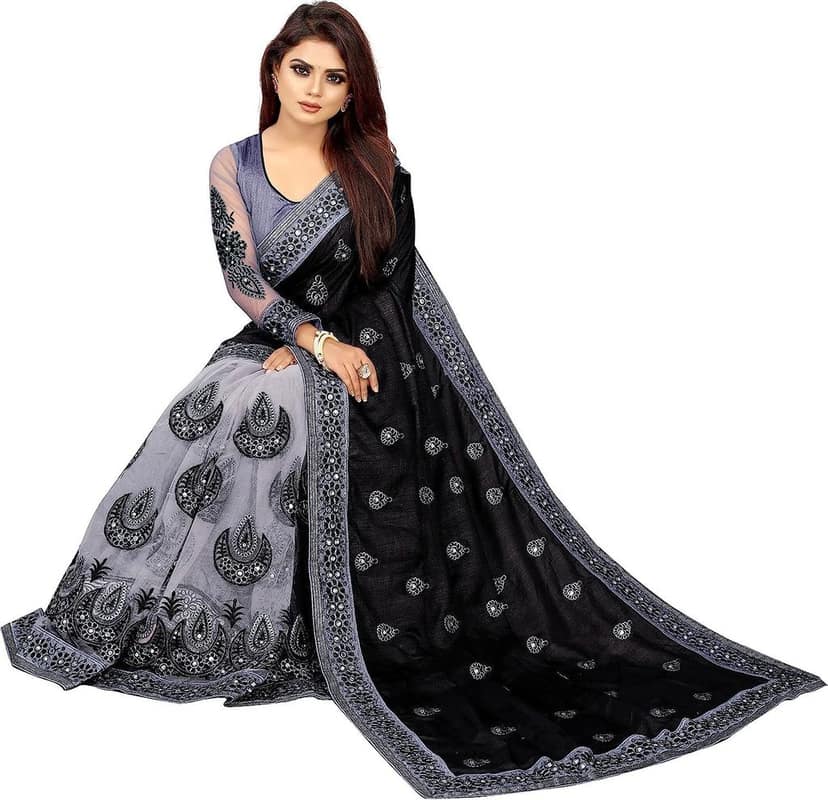 Zysia Stunning Embroidered silk Sareefor Women with Exquisite Saree Blouse - Perfect Indian Saree for Women view 3