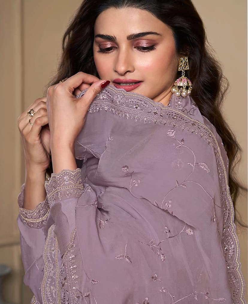 New Wedding Wear Crepe Silk Straight Suit for Women view 3