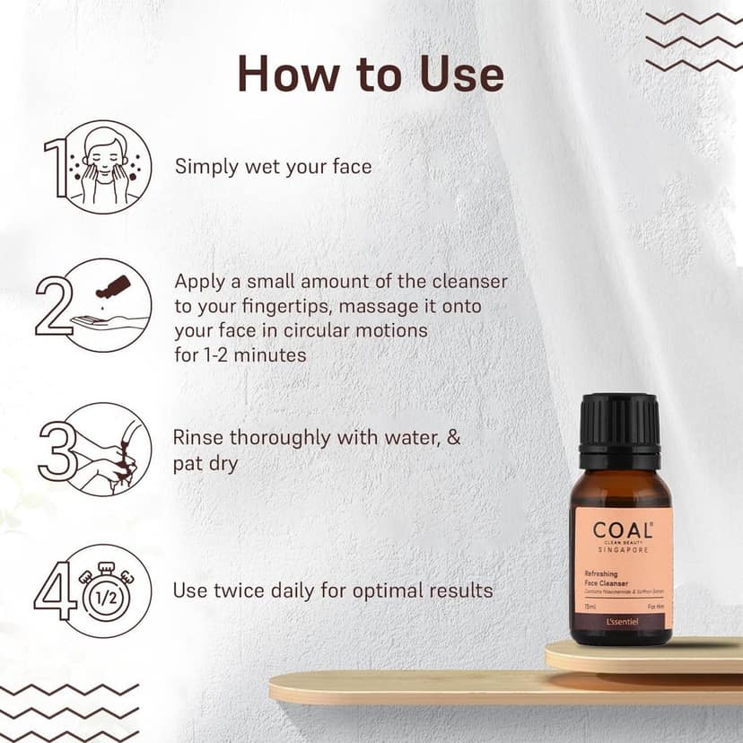 COAL Clean Beauty Refreshing Face Cleanser with Niacinamide & Saffron Extract| Deeply Cleanses, Refreshes & Resets Skin | Men | All Skin Types | 15ml view 5