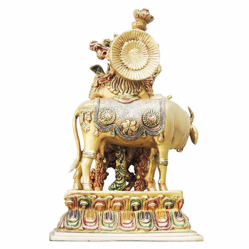 Brass Krishna With Cow Big Idol (BSMAS690 C) view 3