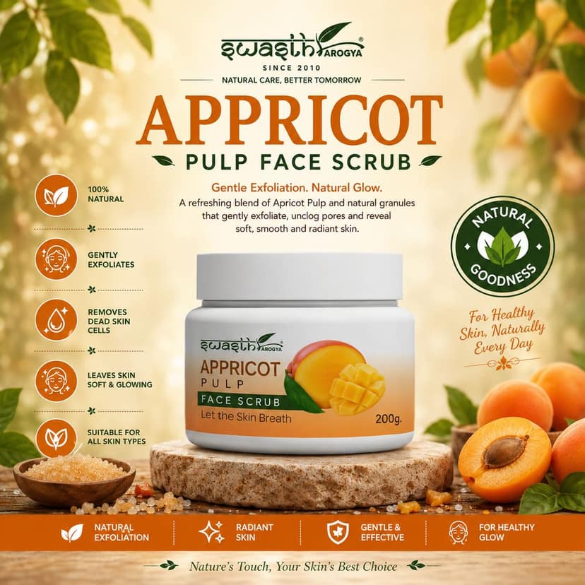Swasth Arogya Appricot Pulp Face Scrub || Pigmentation || Skin Dirt Pores || Acne || Dirt And Oil || Pack Of 1 Jar Appricot Pulp Face Scrub (200gm.) view 2