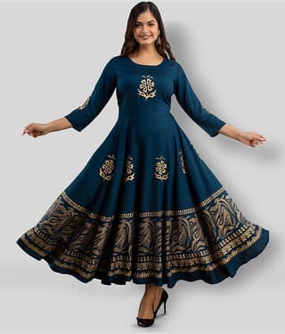 Lee Moda - Navy Rayon Women's Anarkali Kurti