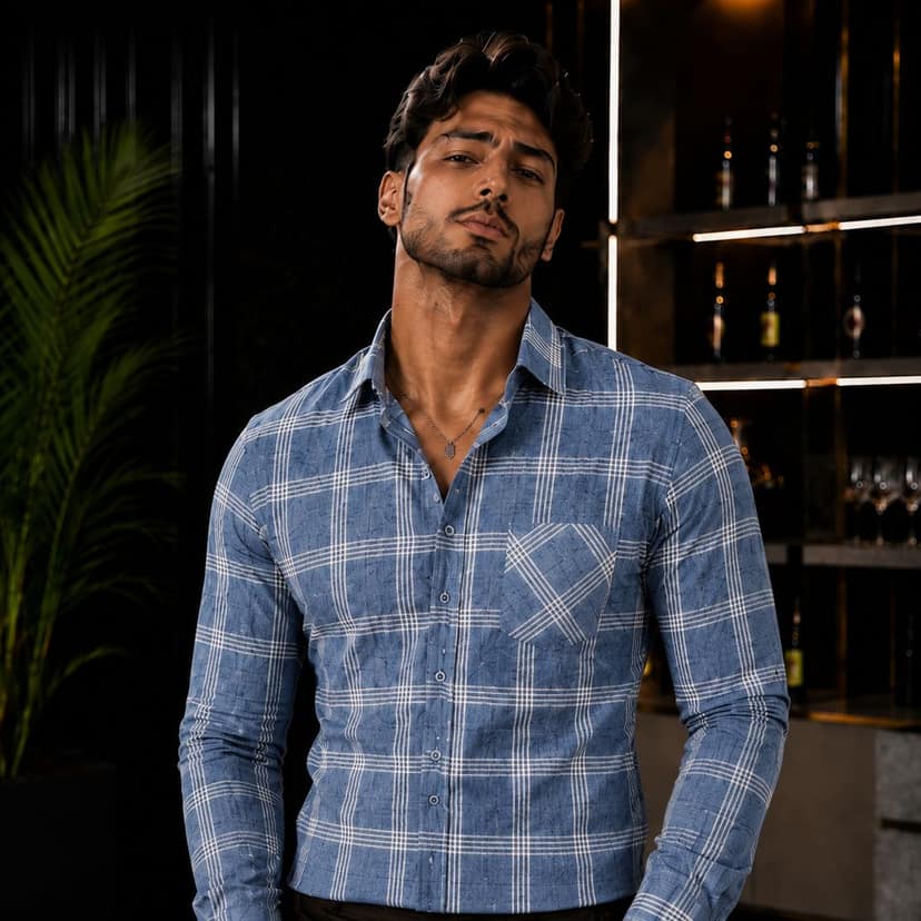 Men's Premium Sky Blue Check Formal Shirt