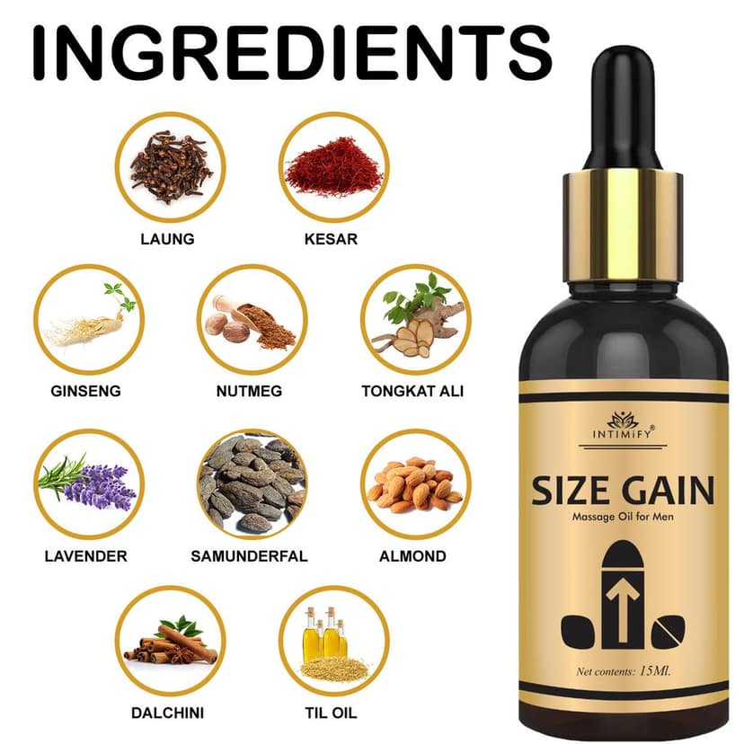 Intimify Size Gain Oil to Increase Size and Thickness, Increase Length, Time Booster, Extra Pleasure, Extra Stamina & Power view 3