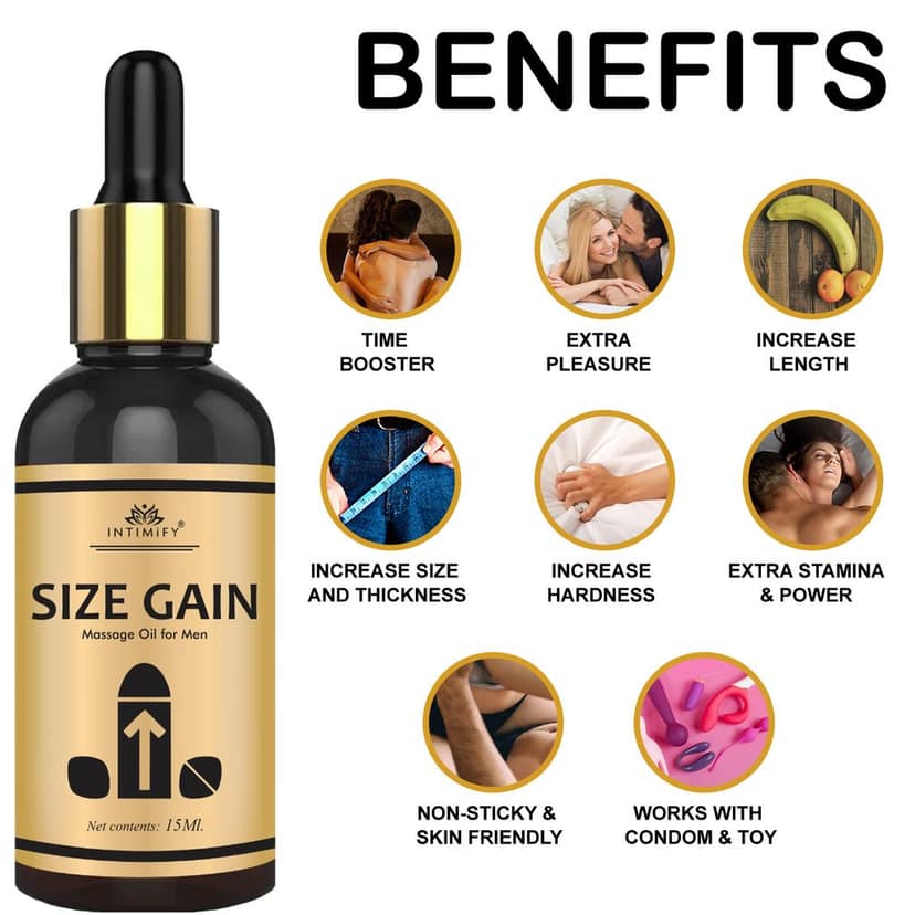 Intimify Size Gain Oil to Increase Size and Thickness, Increase Length, Time Booster, Extra Pleasure, Extra Stamina & Power view 5