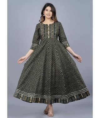 Mishree Collection - Blue Cotton Women's Anarkali Kurti ( Pack of 1 )