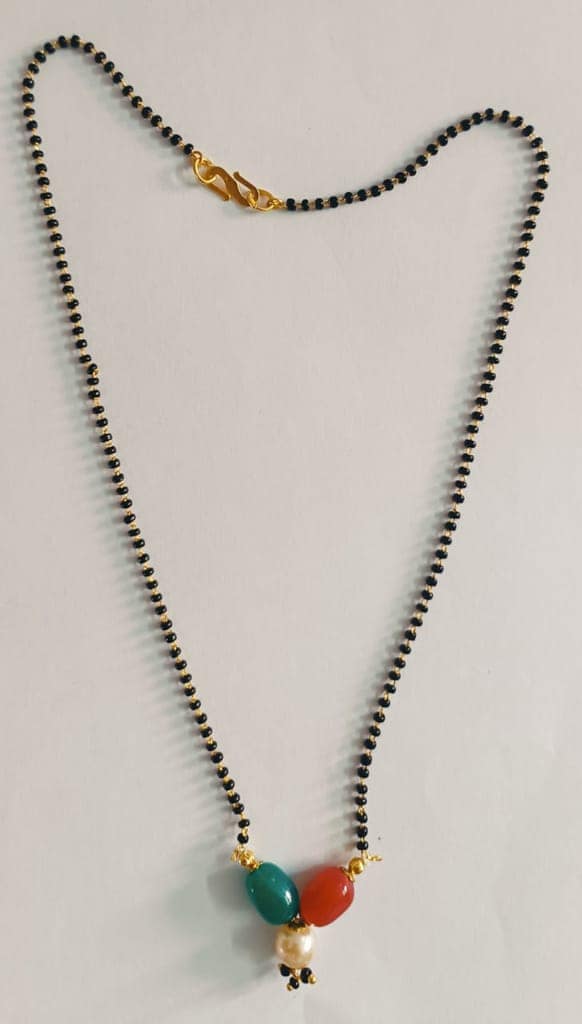 Gold Plated Short Black Beads