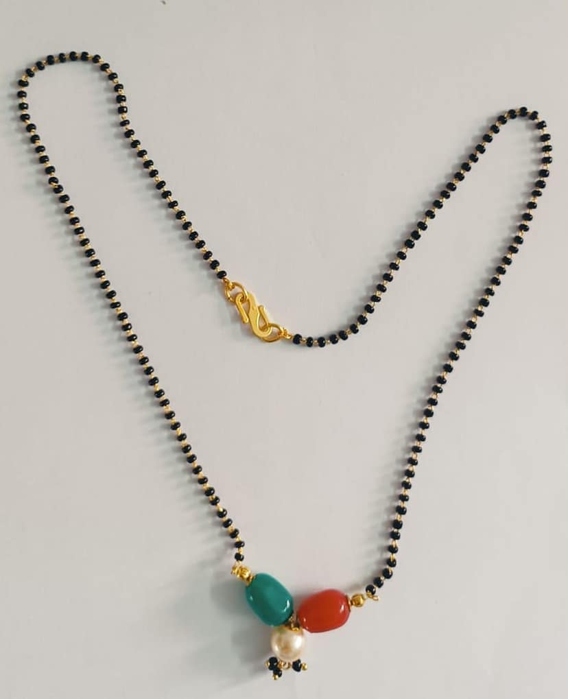 Gold Plated Short Black Beads view 2
