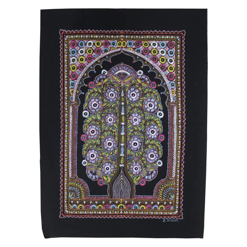 Garvi Gurjari (A Gujarat Govt Enterprise Handmade Rogan Painting - Black(GGCHRP13)