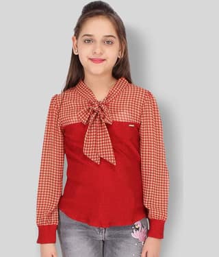 Cutecumber Pack of 1 Girls Georgette Top ( Red )