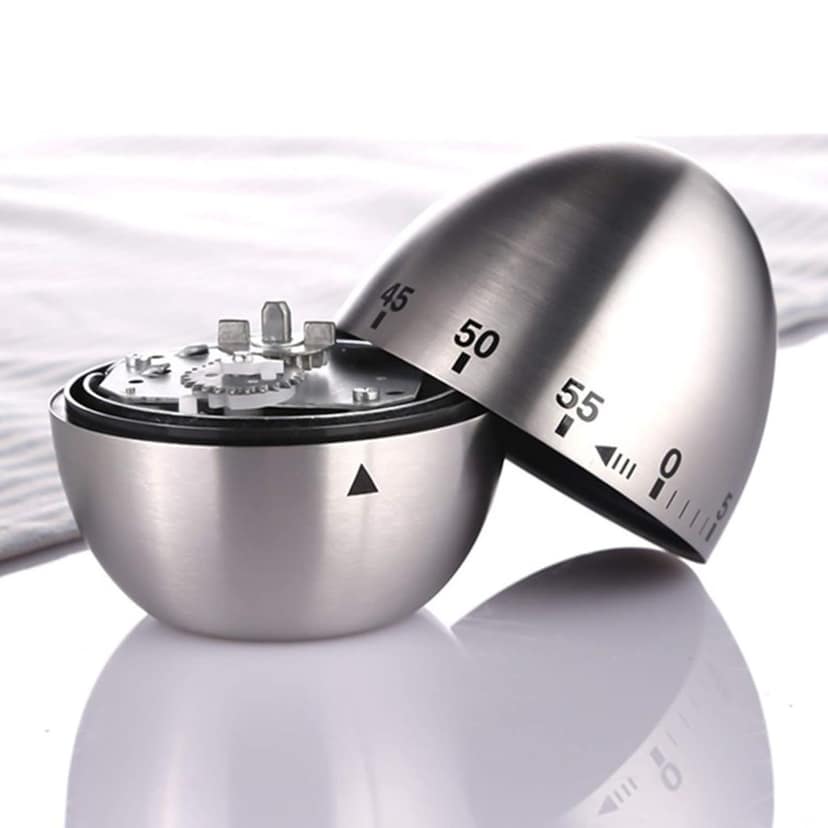 Stainless Steel Egg Timer,Egg Shaped Timer Cooking Timer up to 60 Minutes with Loud Alarm for, Baking, Kids Study, Shower Bathroom, Oven Manual Kitchen Timer Stopwatch view 2