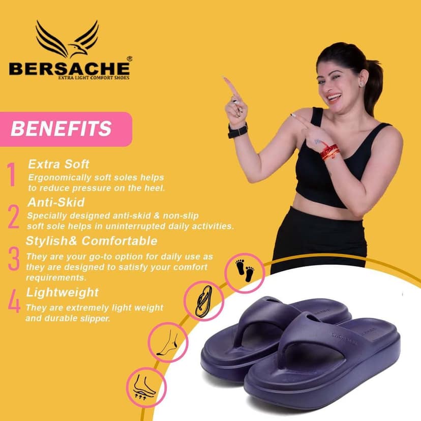 Bersache Extra Soft Classic Casual with Back Strap Regular wear with Ultra Soft & Flexibility Technology Slipper for Women's view 2
