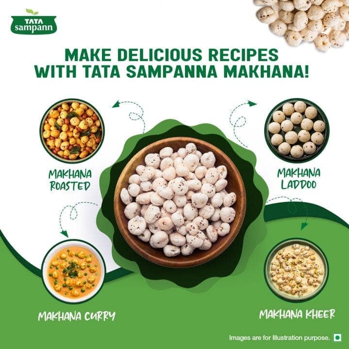 "Tata Sampann High Protein Makhana - 12 Vital Nutrients, Rich in Fiber, Naturally Fat Free, 100% Natural, Premium Quality" 200g Pack view 3