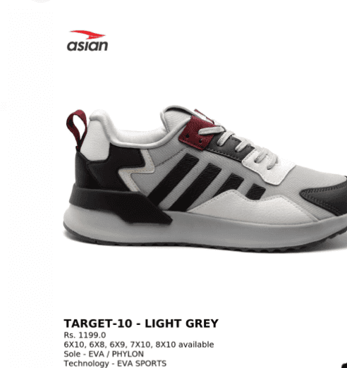 ASIAN Men's Target-10 Running Shoes - Light Grey