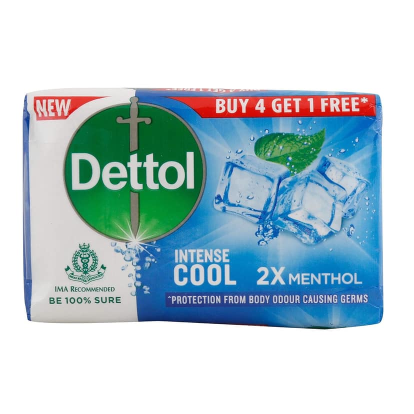 Dettol Intense Cool 2X Menthol Soap, Protects From Body Odour, 125G