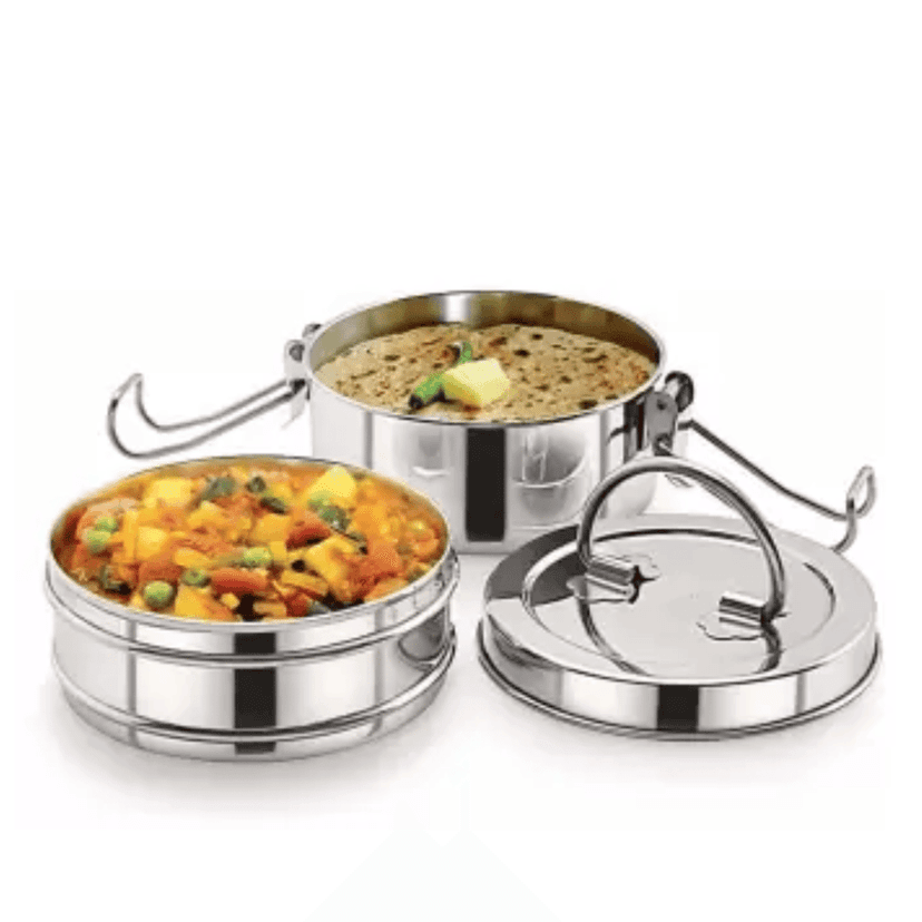 SHINI LIFESTYLE Stainless Steel clip Tiffin sada, 8x2 Containers Lunch Box 2 Containers Lunch Box (1000 ml)