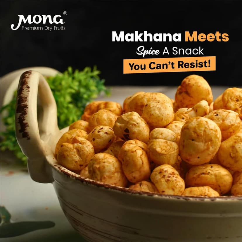Mona Premium Peri Peri Makhana Roasted Fox Nuts - Spicy & Healthy Snack view 3