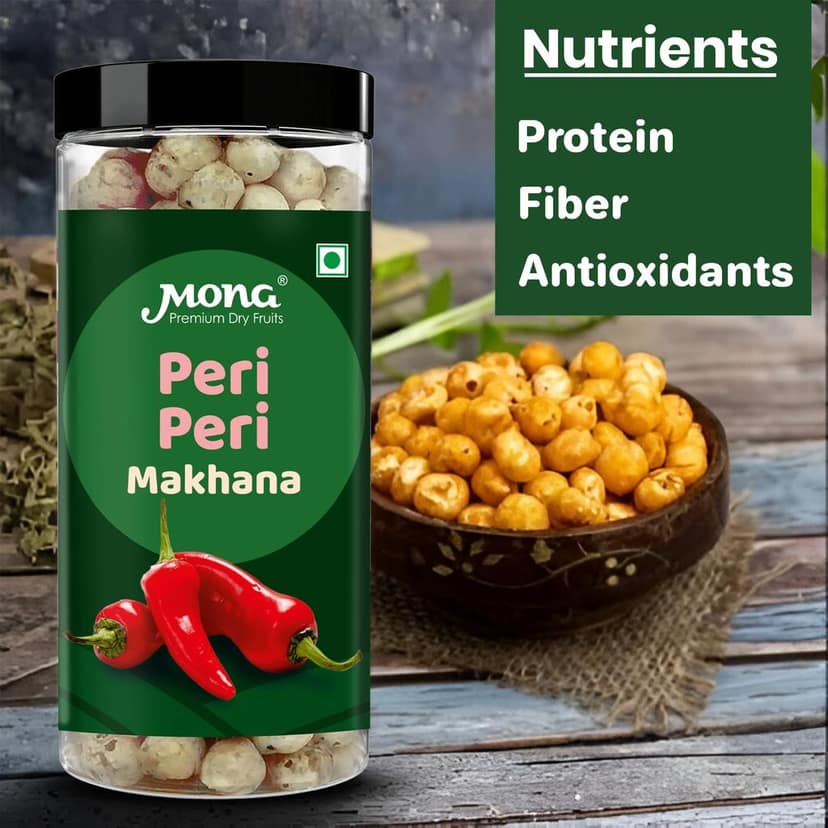 Mona Premium Peri Peri Makhana Roasted Fox Nuts - Spicy & Healthy Snack view 4