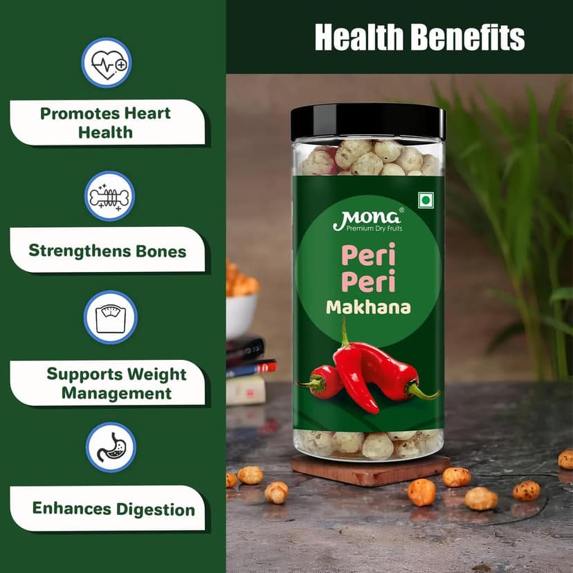 Mona Premium Peri Peri Makhana Roasted Fox Nuts - Spicy & Healthy Snack view 5