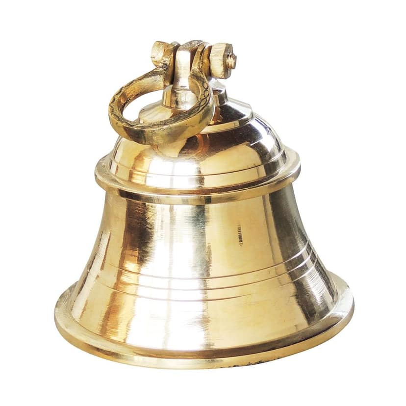 Brass Hanging Temple Pooja Bell, Ghanta Plain, Height : 8 Inch (ZMAS222 D) view 2