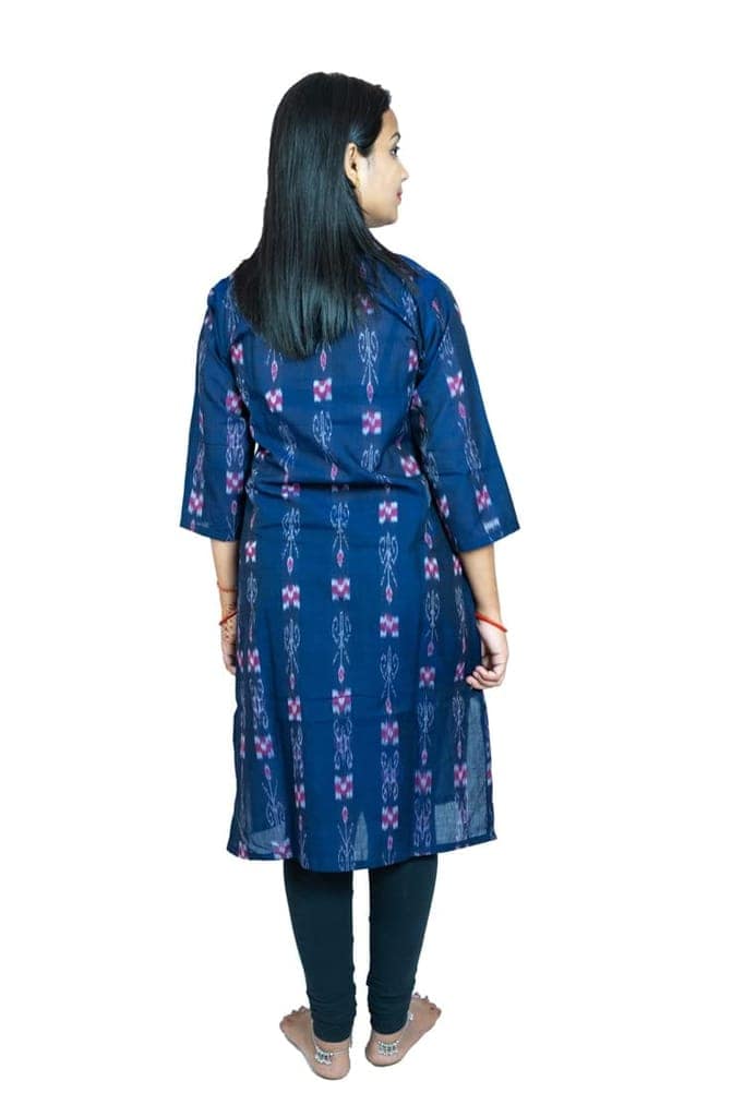 GHL GUENDICHA HAAT Sambalpuri Certified Handloom Women's Pure Cotton highneck Kurta view 4
