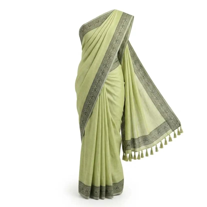 Pale Green Sambalpuri Saree view 2
