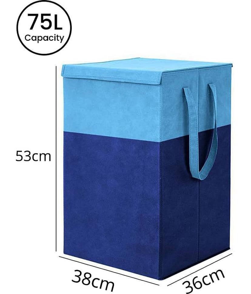 75 L Foldable Storage Box/Laundry Bag for Clothes|Toy Storage Box with Lid & Handle,Red & Black (Pack of 1 ) view 2