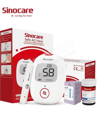 SINOCARE SAFE AQ METER WITH 50 STRIPS(VOICE SUPPORT)