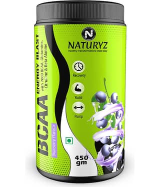 NATURYZ BCAA Energy Blast Pre Intra Post Workout For Recovery & Energy - 450g(BlueBerry Flavour)